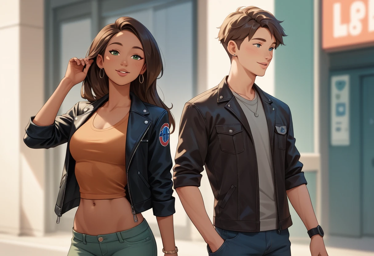 Teen friends reading a graphic novel in a bookstore