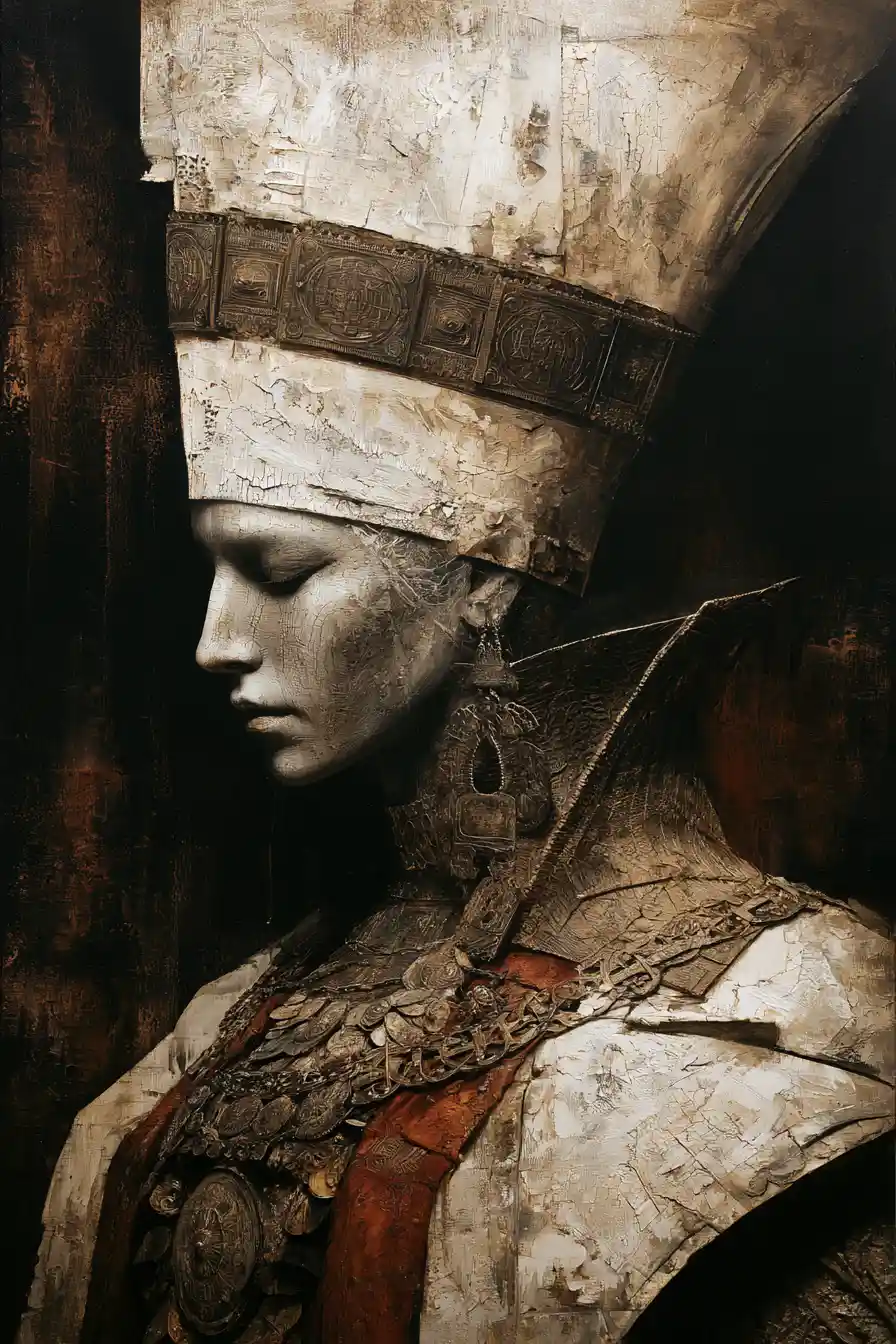 Surreal dark portrait of the last ancient queen
