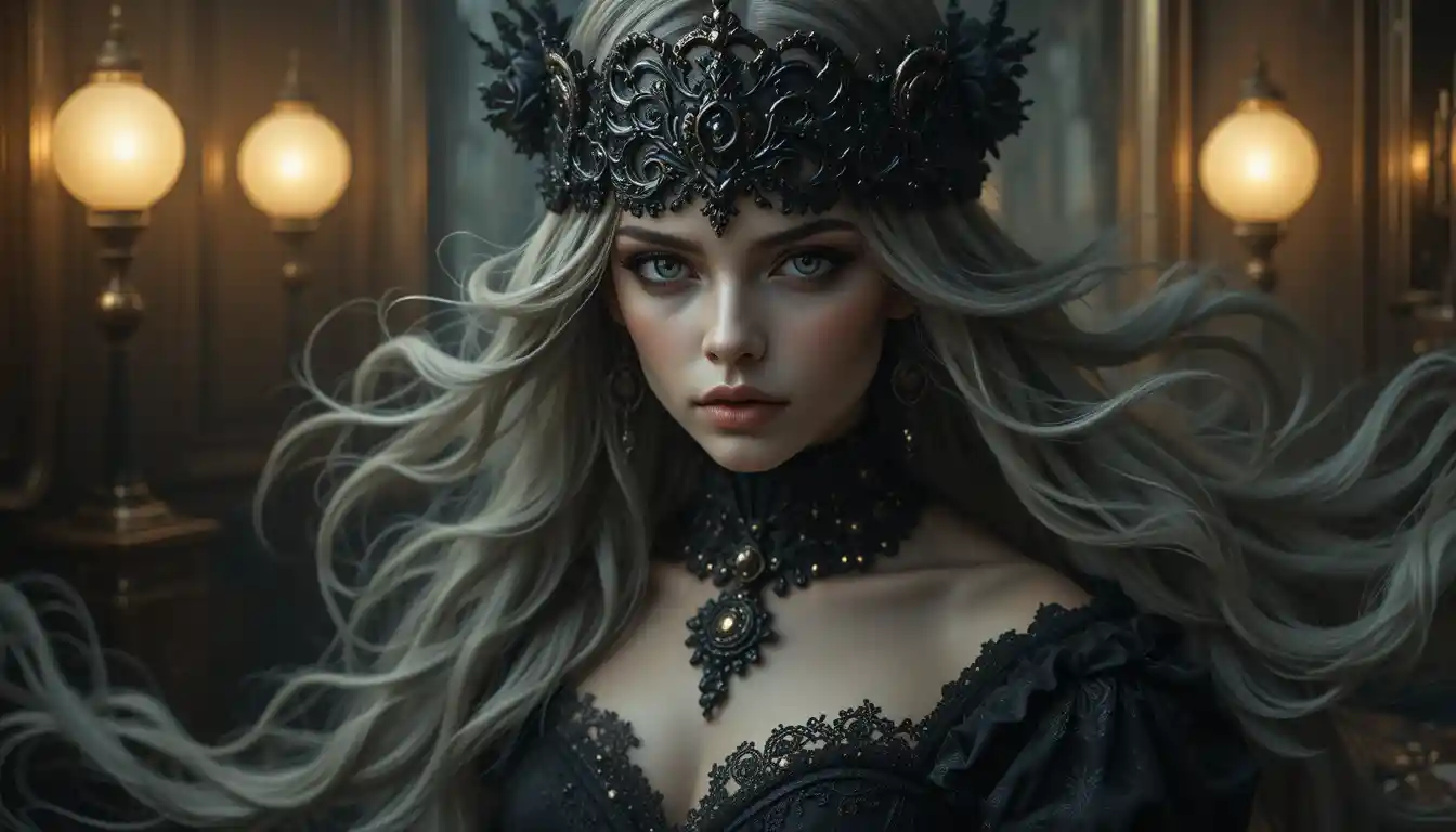 Mystical blindfolded woman in dark fantasy portrait