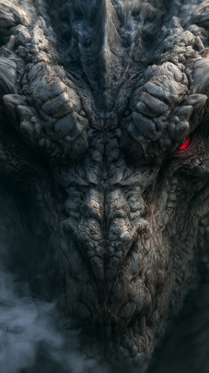Grotesque Close Up Of A Nightmarish Dragon Face
