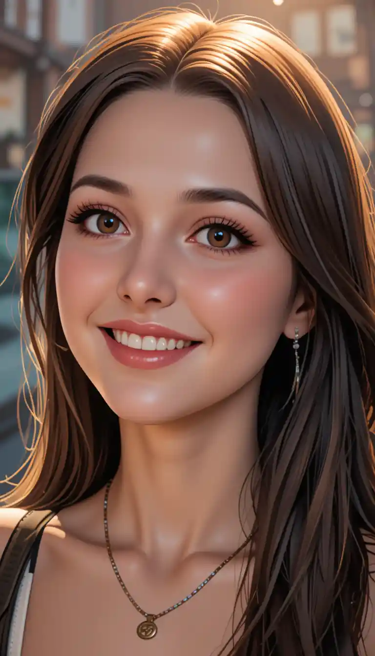 Smiling woman portrait with soft light and blurred background