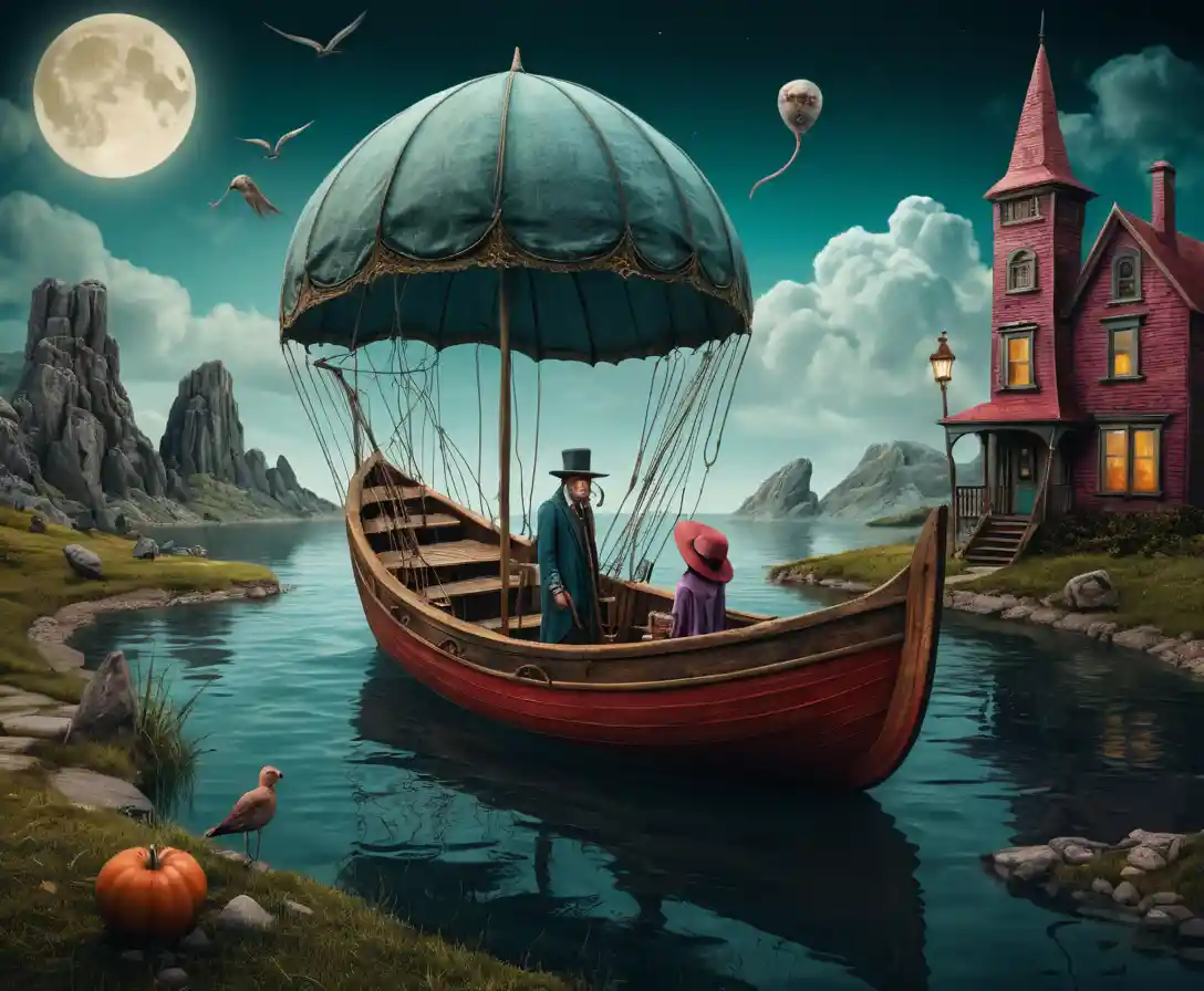 Whimsical Creatures In A Dreamlike Fantasy Waterscape