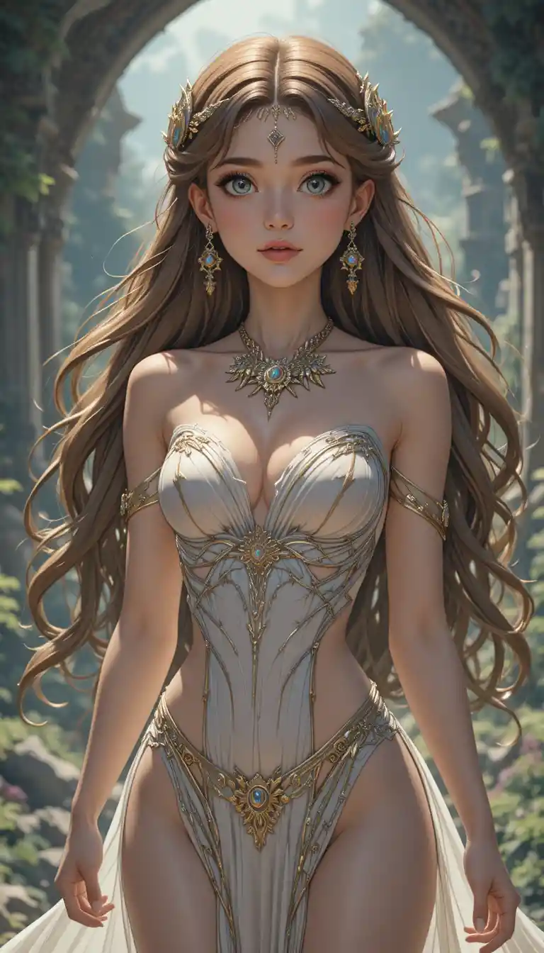 Anime mermaid nymph woman in a magical underwater world