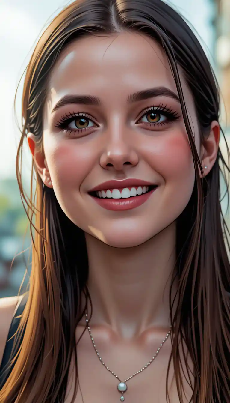 Friendly woman close up portrait with soft glowing light