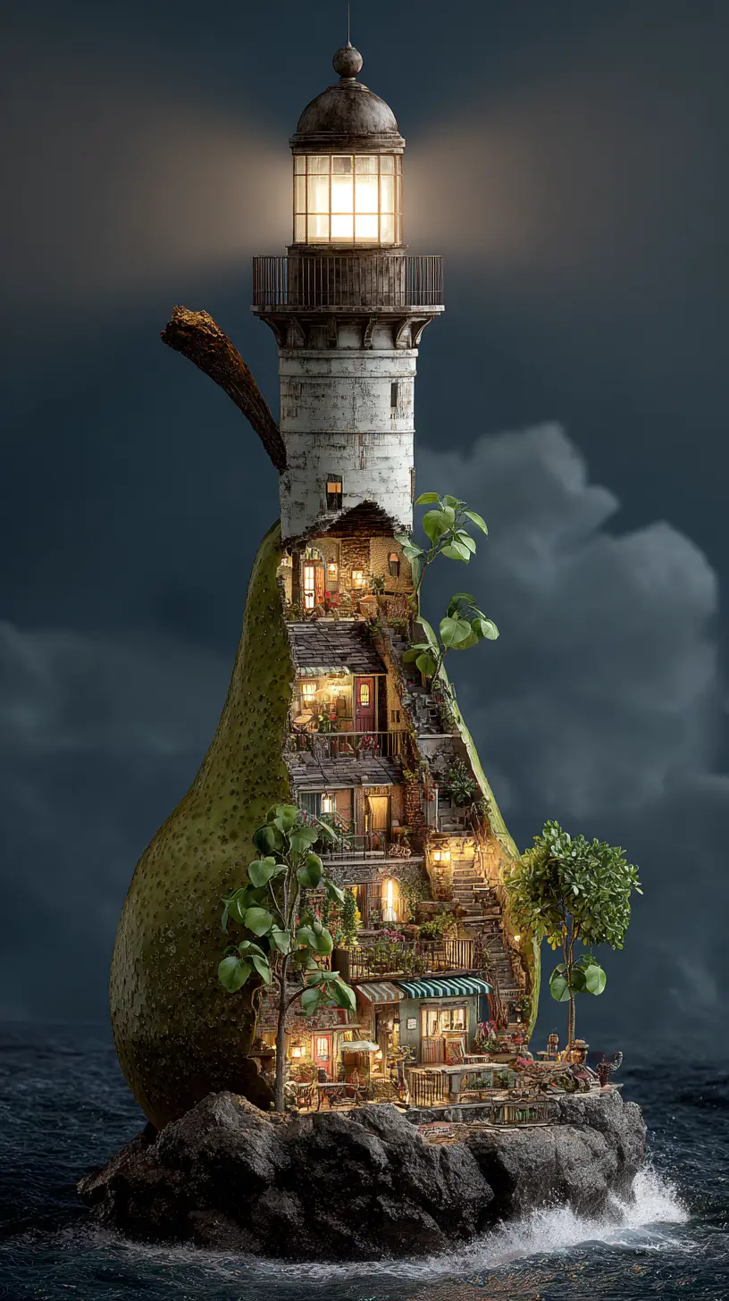 Pear Shaped Lighthouse Cafe Above A Rocky Ocean Cliff