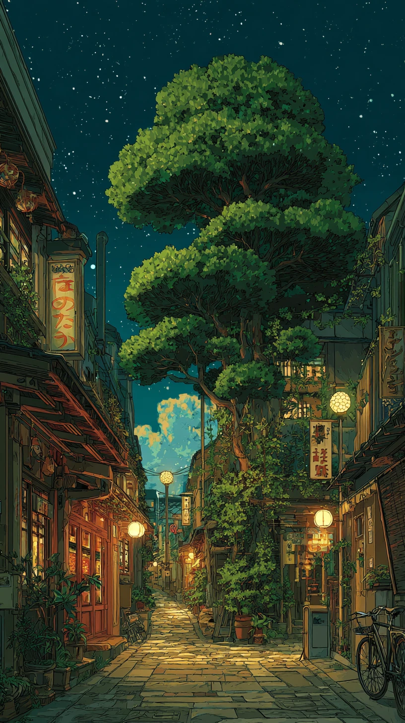 黃昏時狹窄的日本街道與發光的店面櫥窗