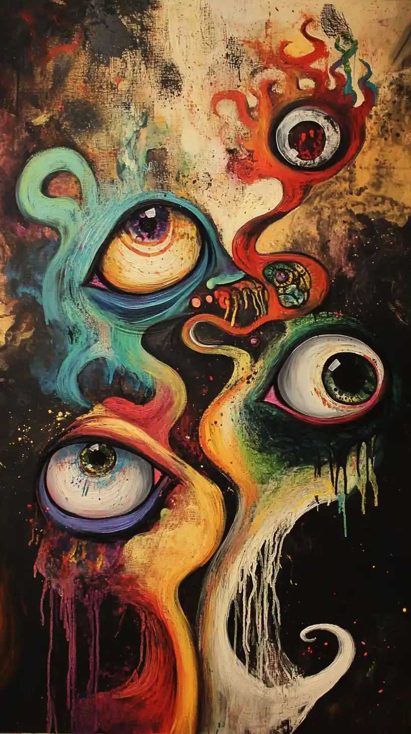 Energetic man in a bold abstract digital illustration