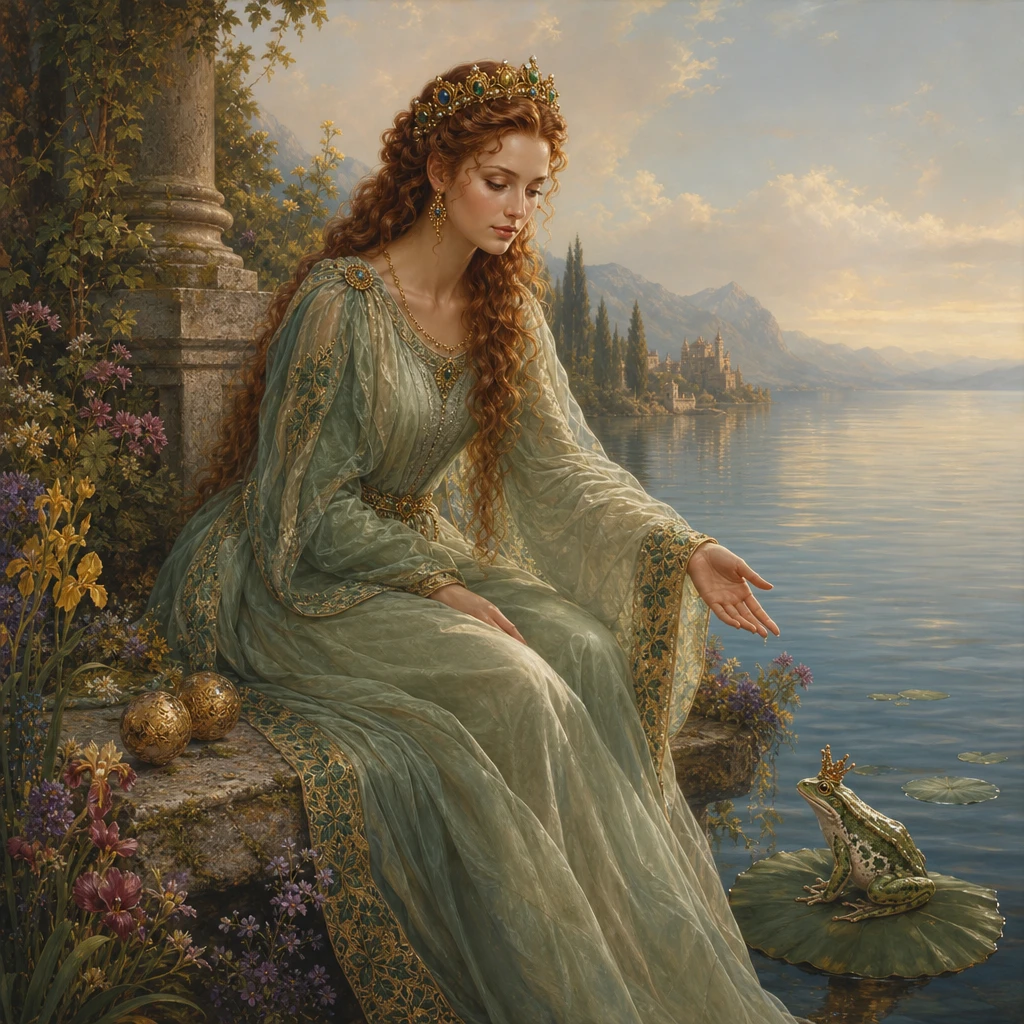 Young noblewoman in a renaissance lakeside portrait