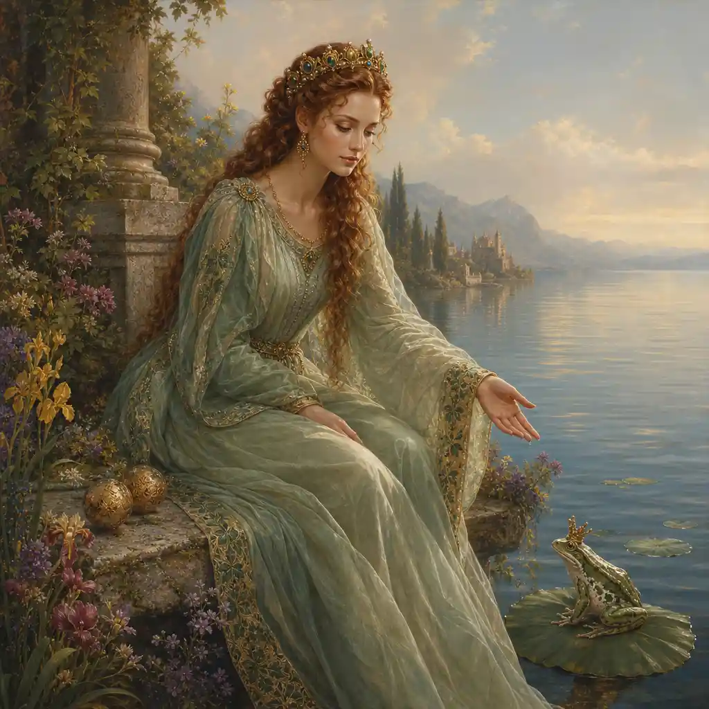 Young noblewoman in a renaissance lakeside portrait
