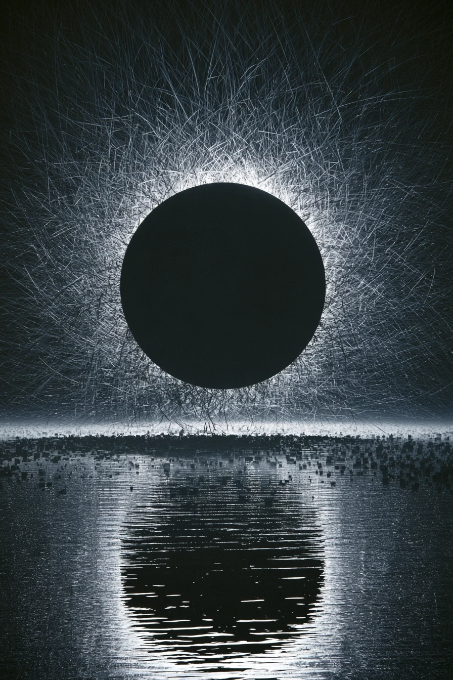 Abstract visual metaphor of systems shifting between chaos and order