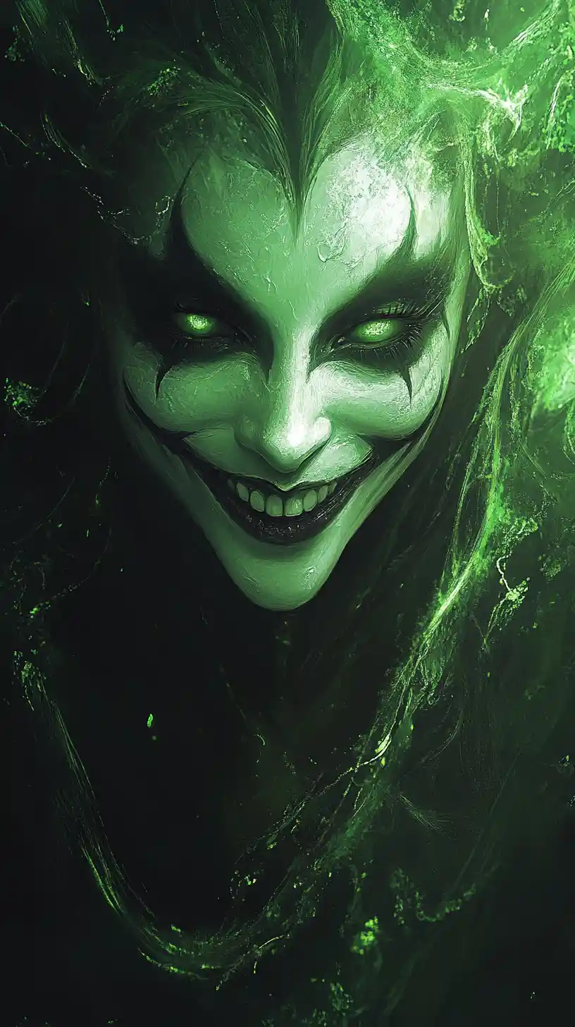Dark fantasy portrait of a masked harlequin woman