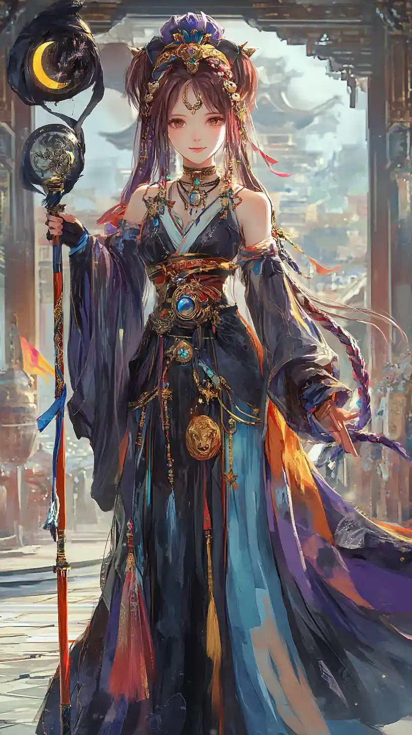Woman practicing martial arts in a sunlit stone temple