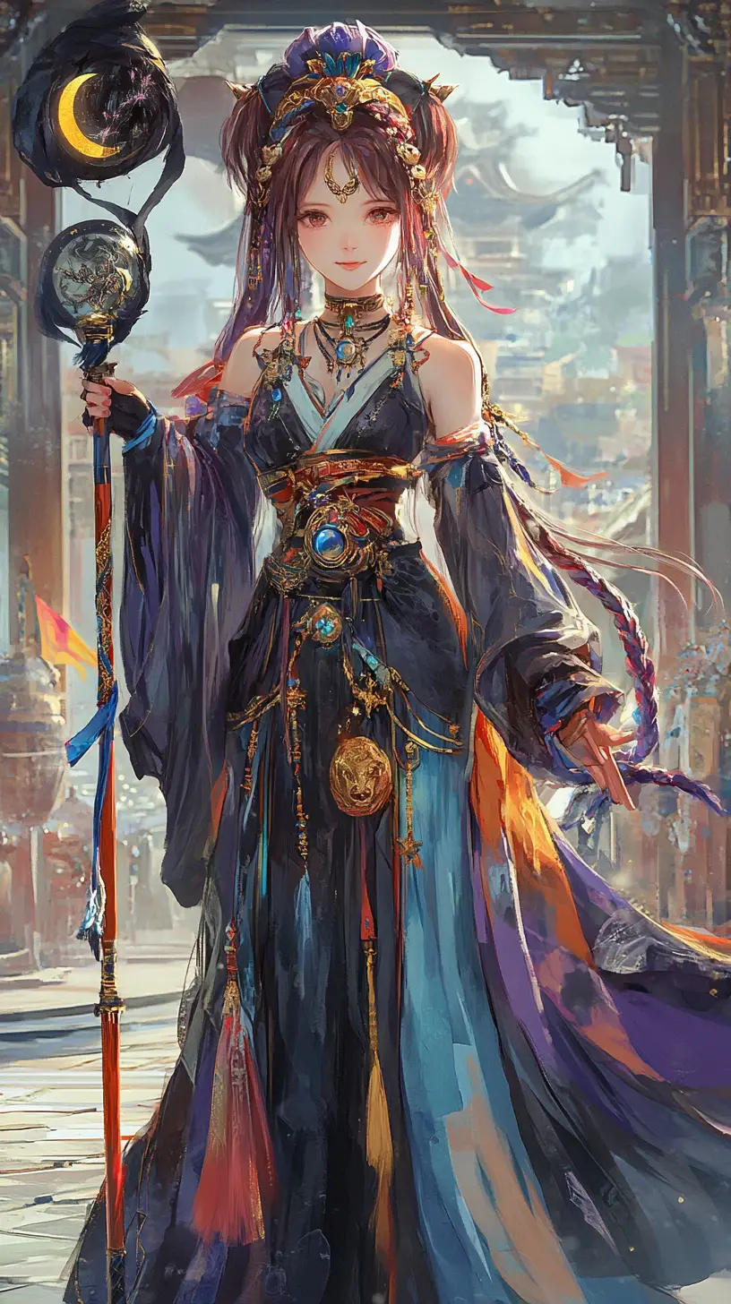 Woman practicing martial arts in a sunlit stone temple