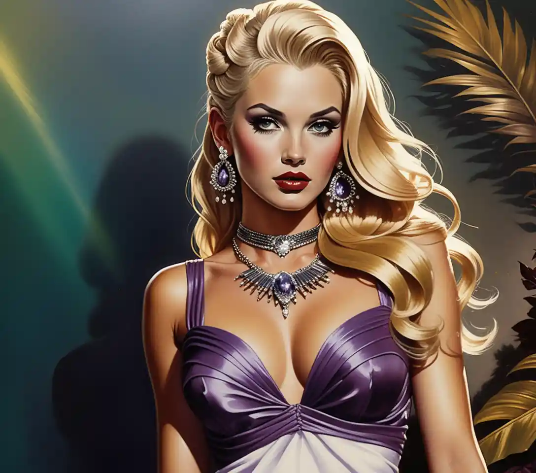 Solar punk glamor woman in futuristic evening gown