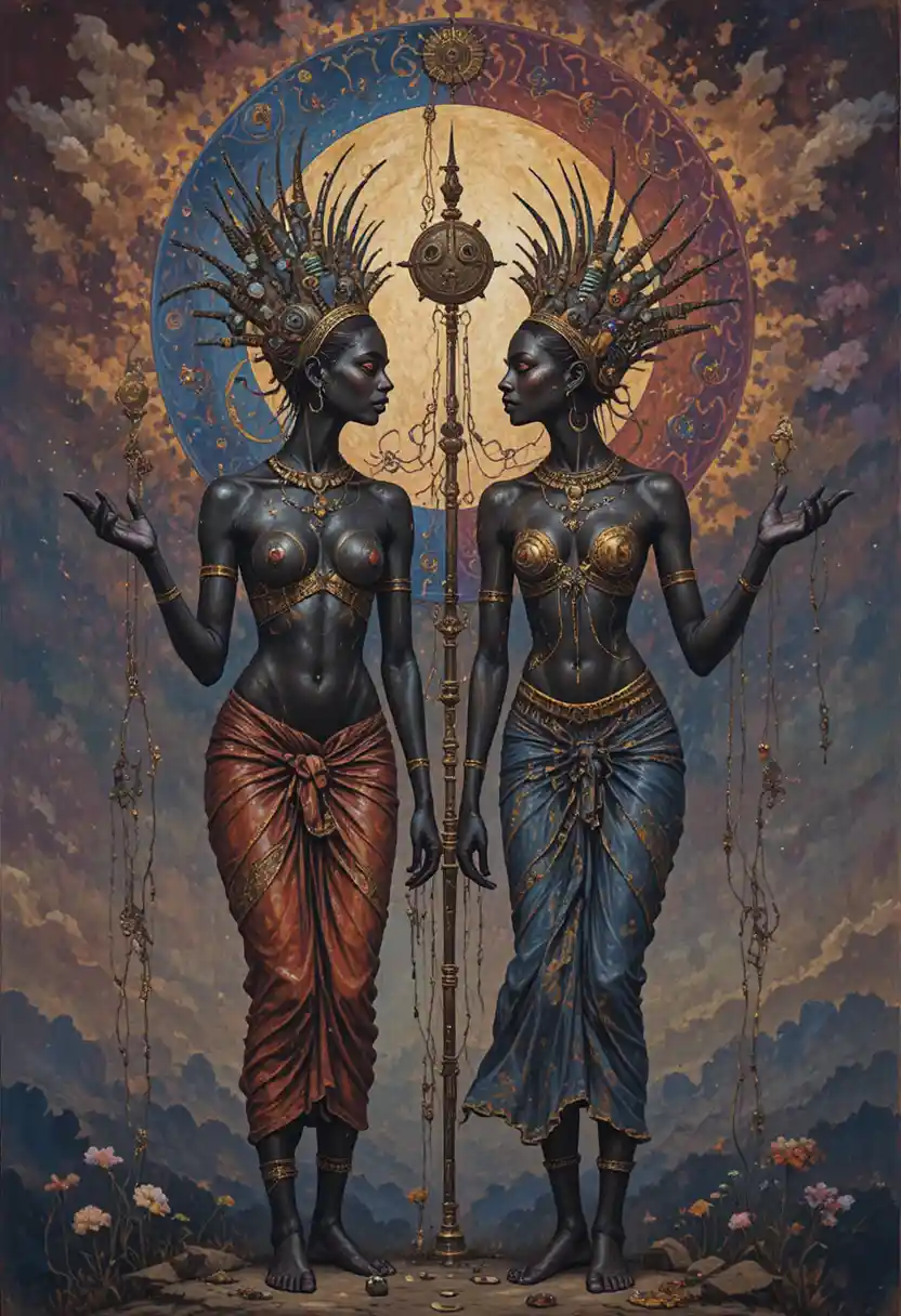 Mythological Mawu Lisa Twin Deities In African Painting