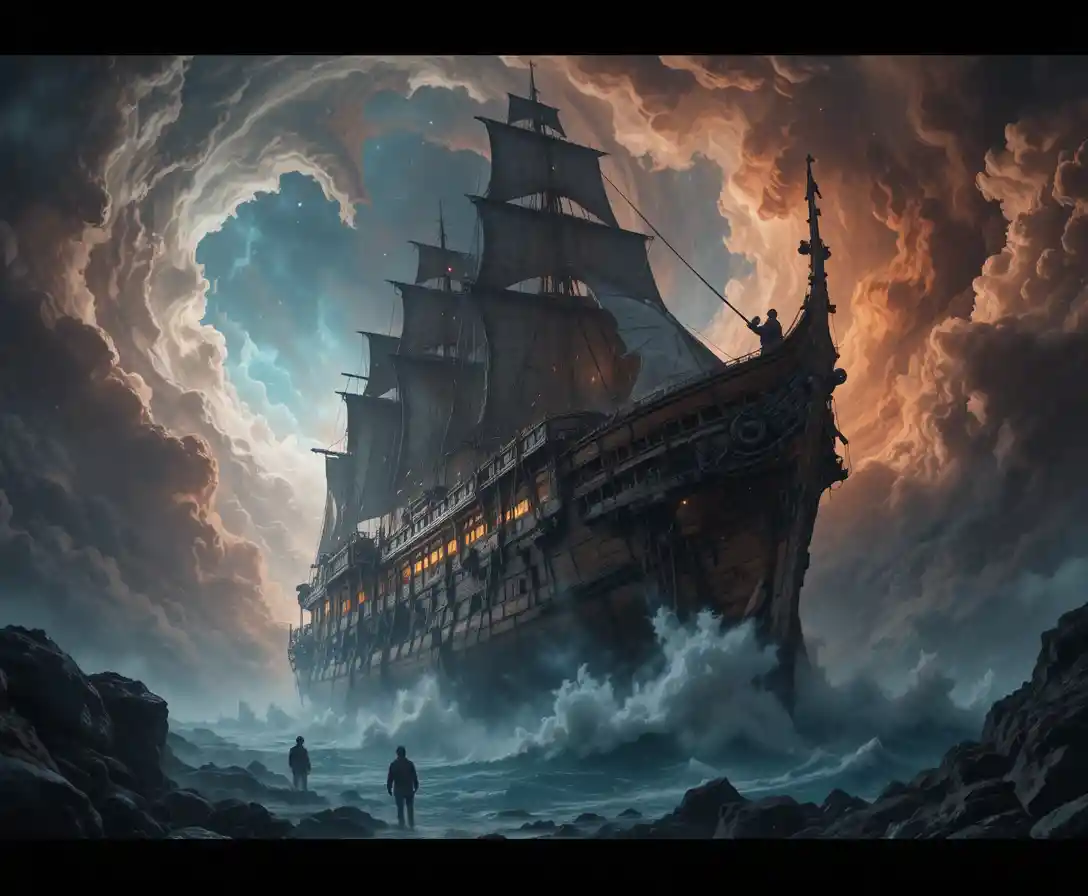 Spectral ghost ship drifting through an eerie cosmic void