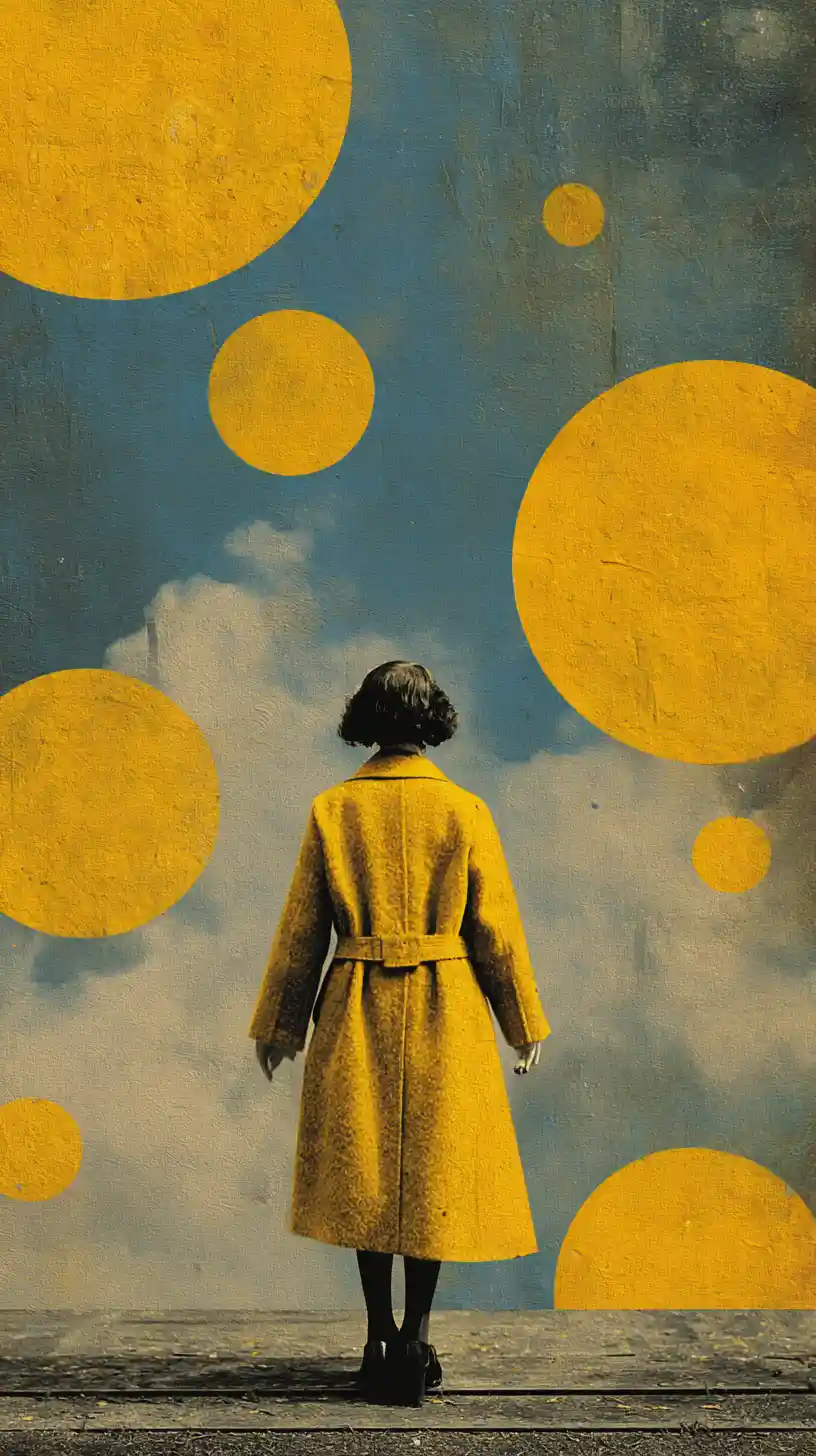 Surreal minimalist collage expressing happiness and personal choice