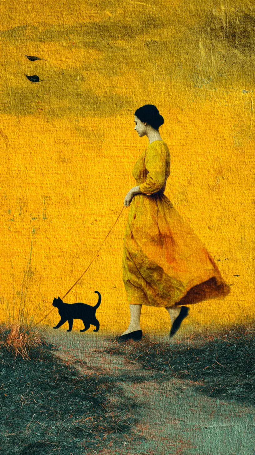 Surreal minimalist collage expressing happiness and self choice