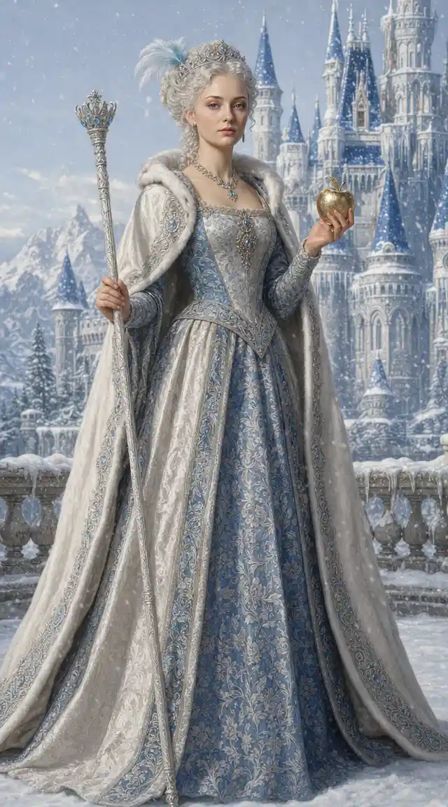 Renaissance portrait of a royal woman holding a golden apple