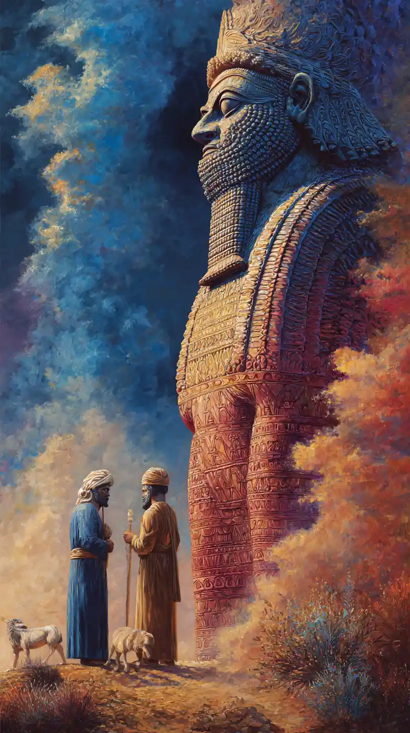 Ancient Mesopotamian myths reborn in colorful surreal art