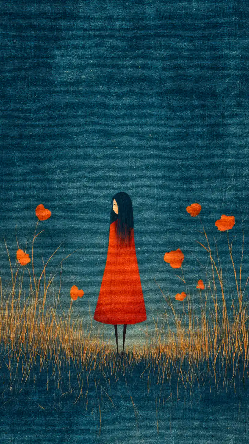 Surreal joyful illustration with minimal vintage dreamlike style