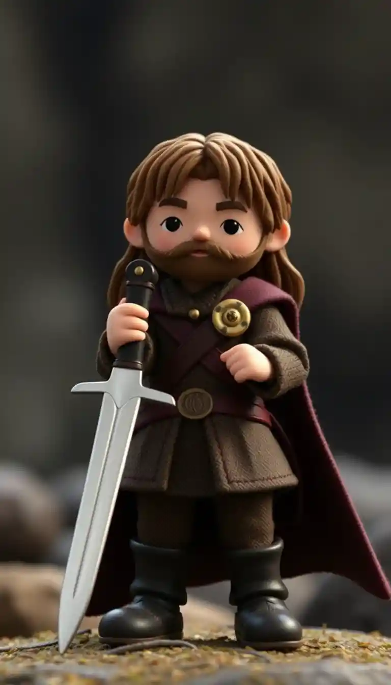 Pixar style warrior doll with royal determination pose