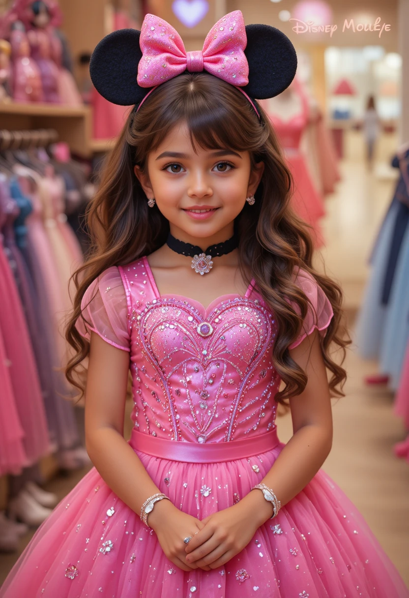 Young princess in hot pink Minnie Mouse dress