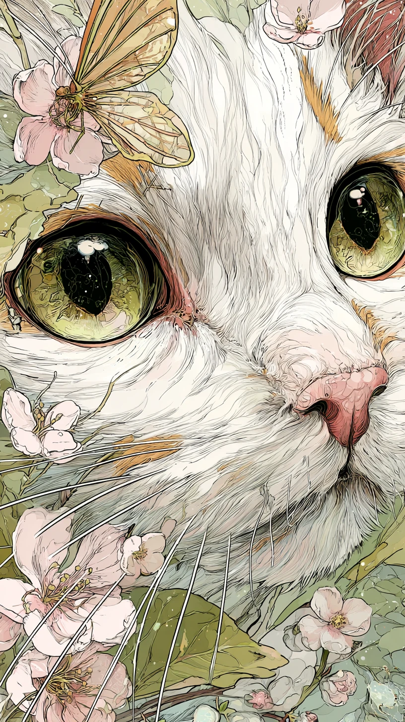 Encantadora ilustración en acuarela en primer plano de espíritu neko bebé