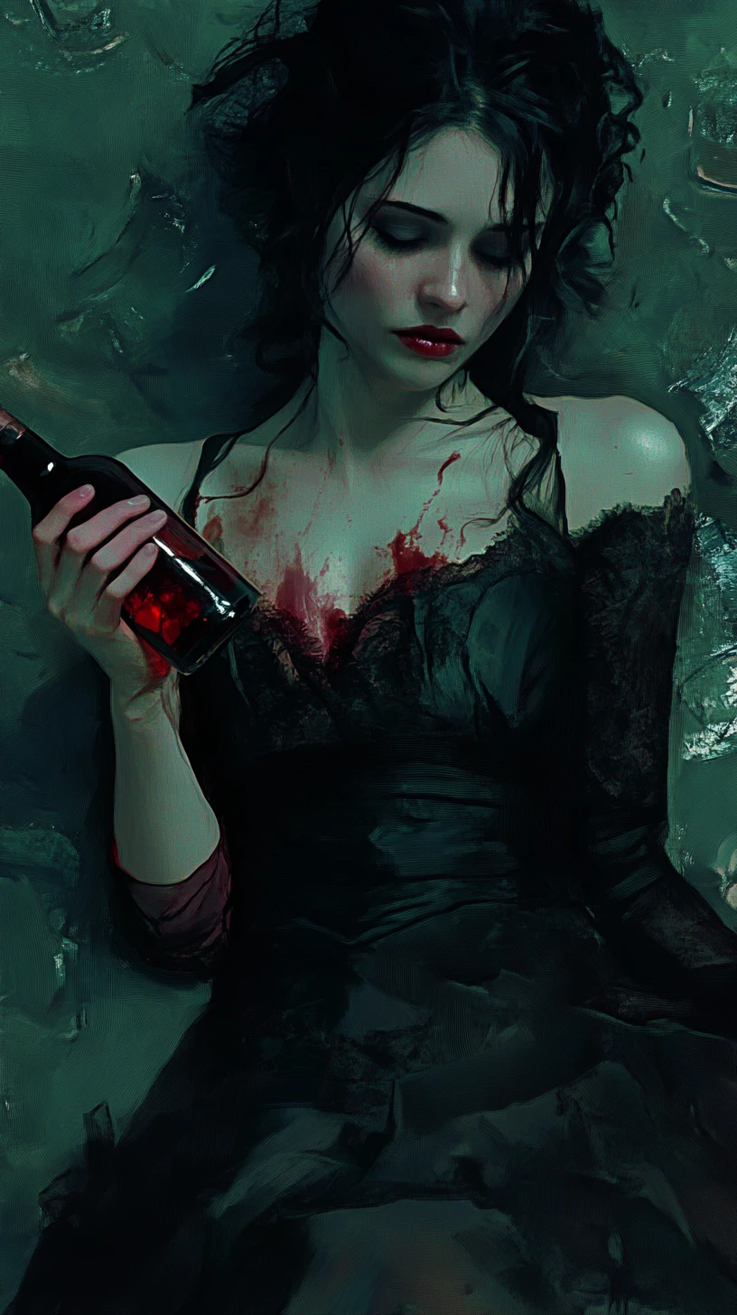 Lonely drinker holding an empty liquor bottle at the bar