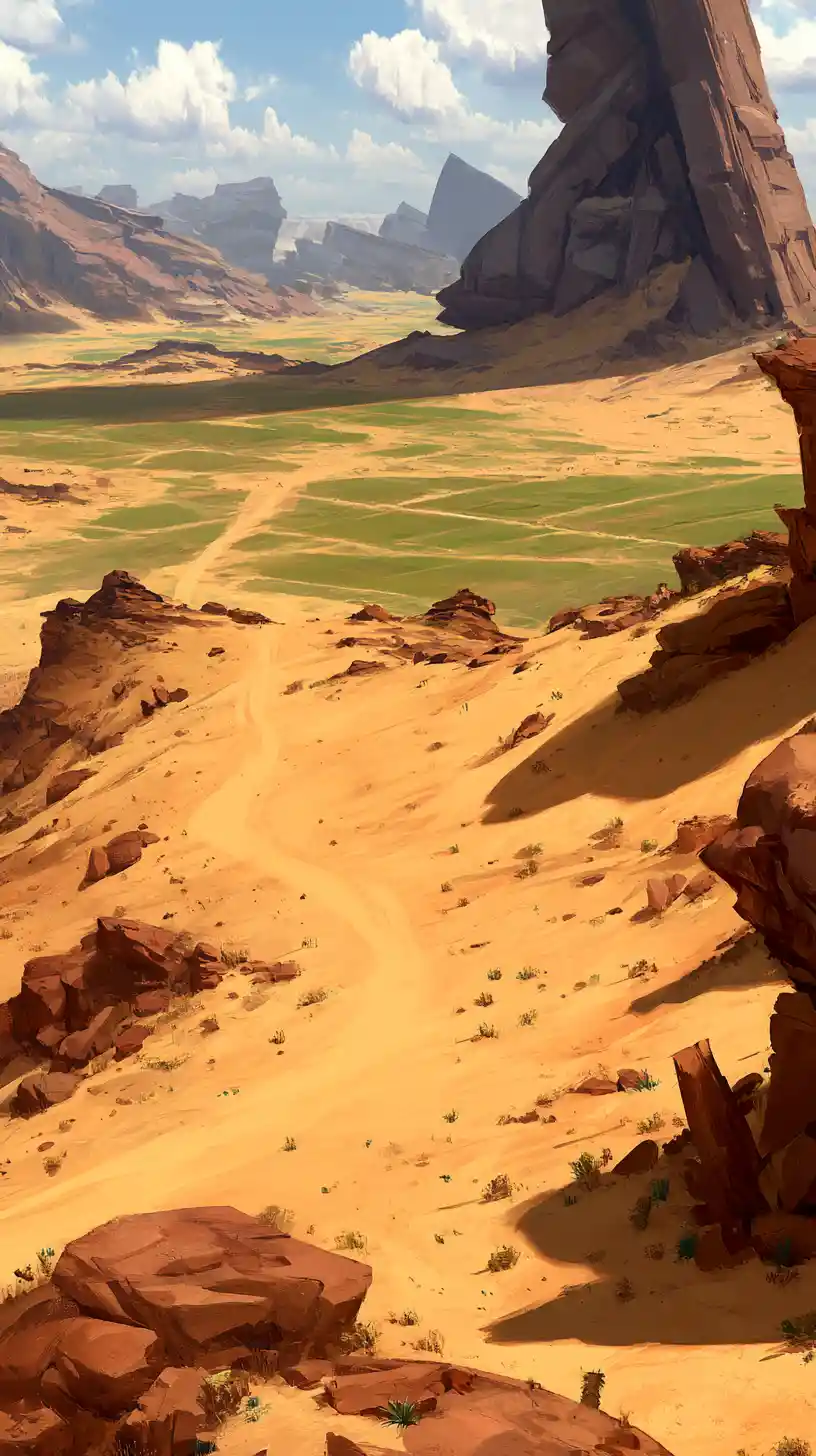 Colossal Crystal Monolith Rising Over Alien Desert Lake