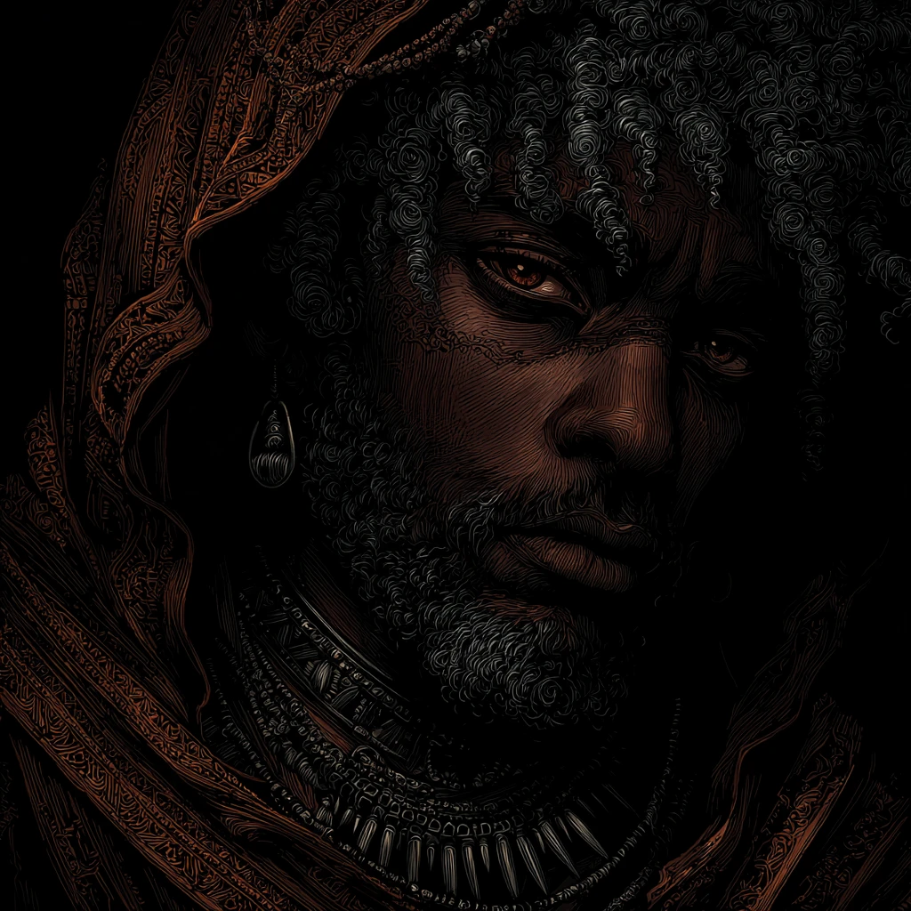 Enigmatic Man By A Campfire In A Dark Cave