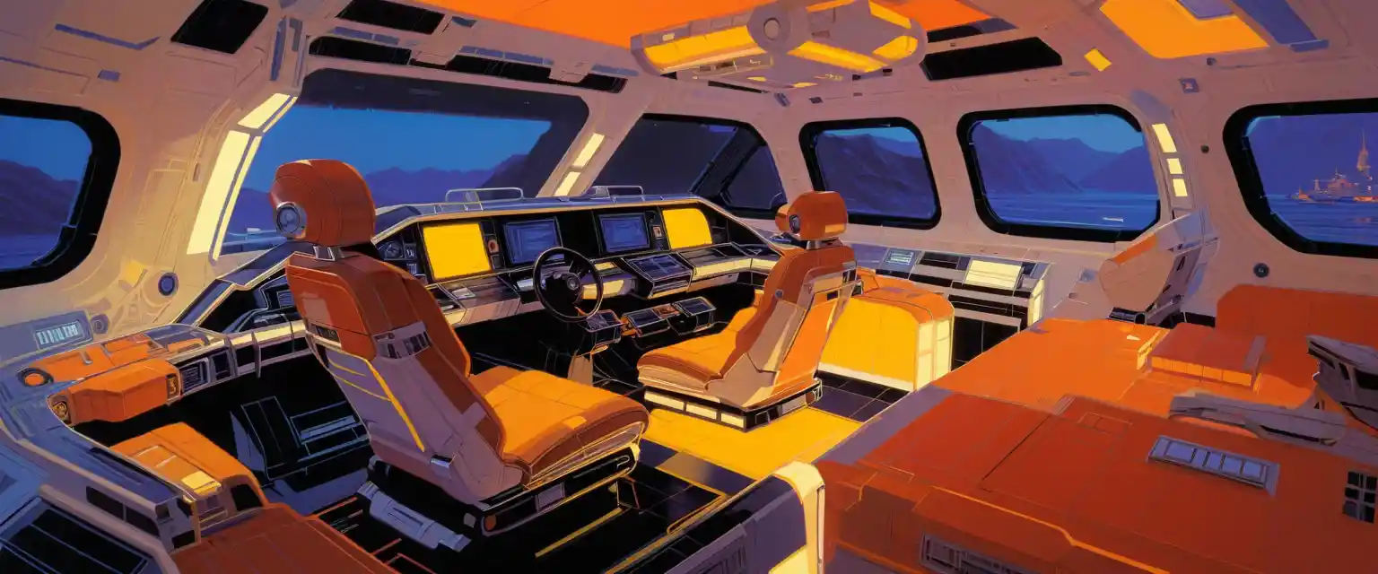 Futuristic movie concept art poster inspired by Syd Mead