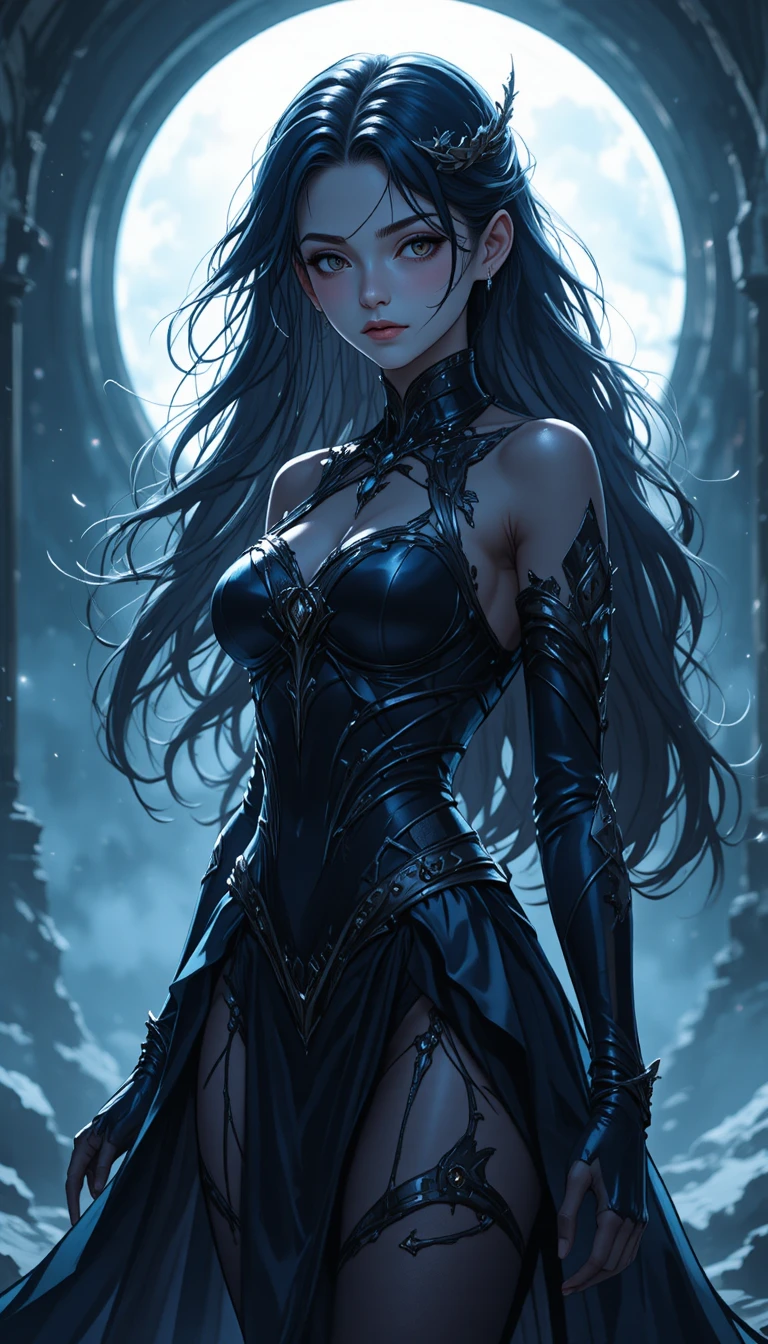 黑暗奇幻中的動漫幽靈少女與暗影女巫