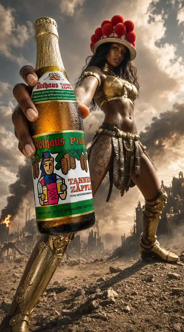 Warrior In Golden Armor Presenting Beer In Dramatic View