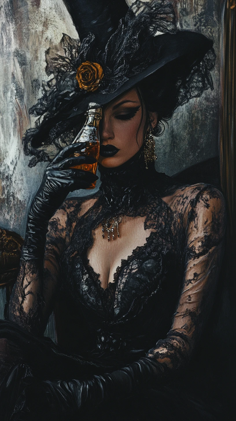 Lonely bottle of liquor held in a quiet romantic moment