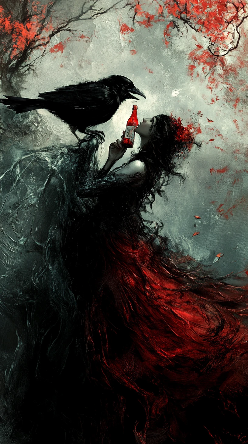 Lonely figure holding an empty liquor bottle at night