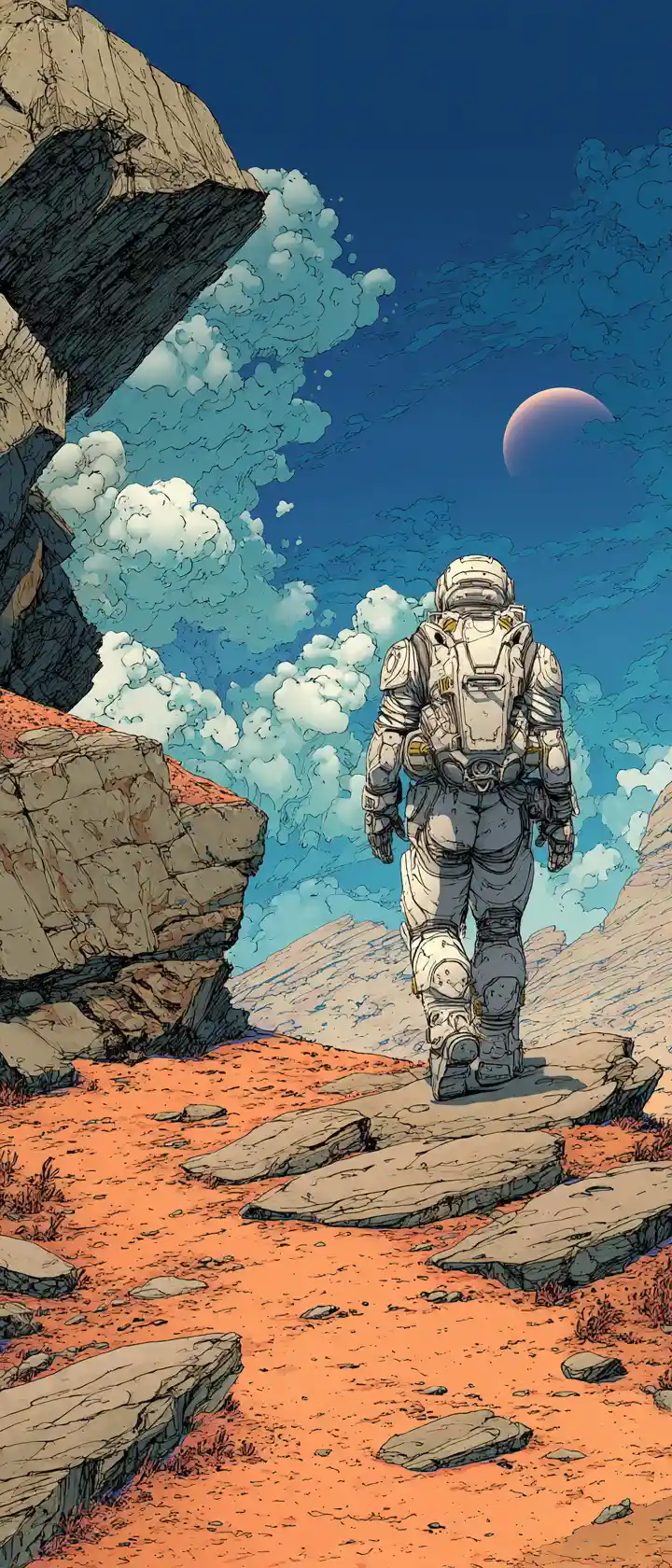 Sci fi heroine on a colonised alien world in manga style