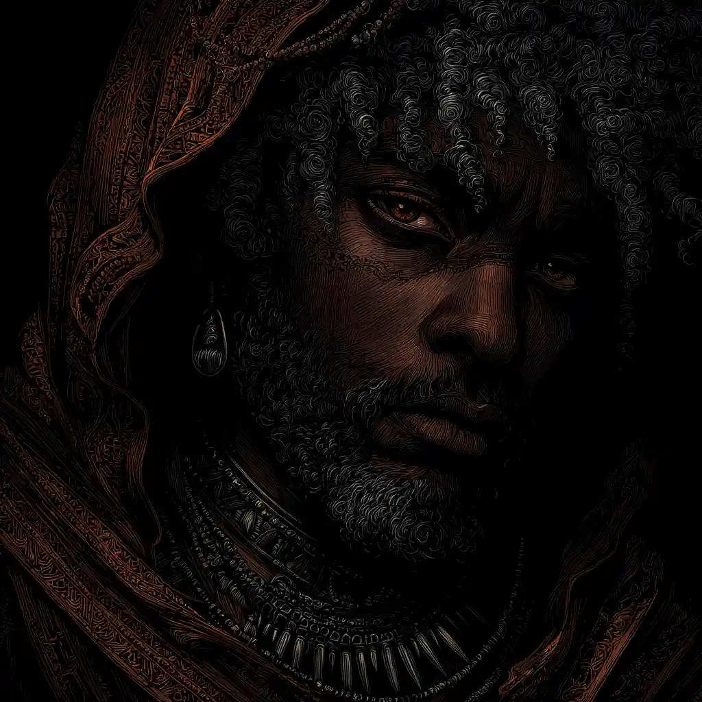 Enigmatic Man By A Campfire In A Dark Cave