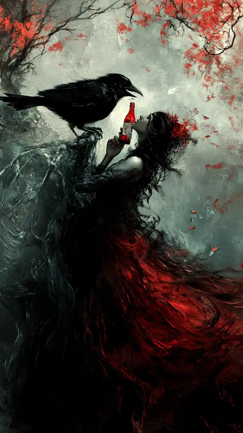 Lonely figure holding an empty liquor bottle at night