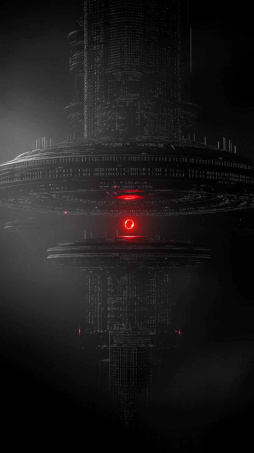 Vast floating ringed structure in silent outer space