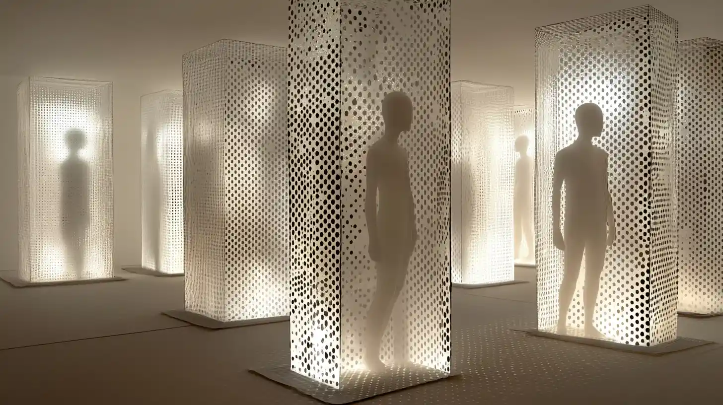 Isolated polka dot chambers divided into silent abstract sections