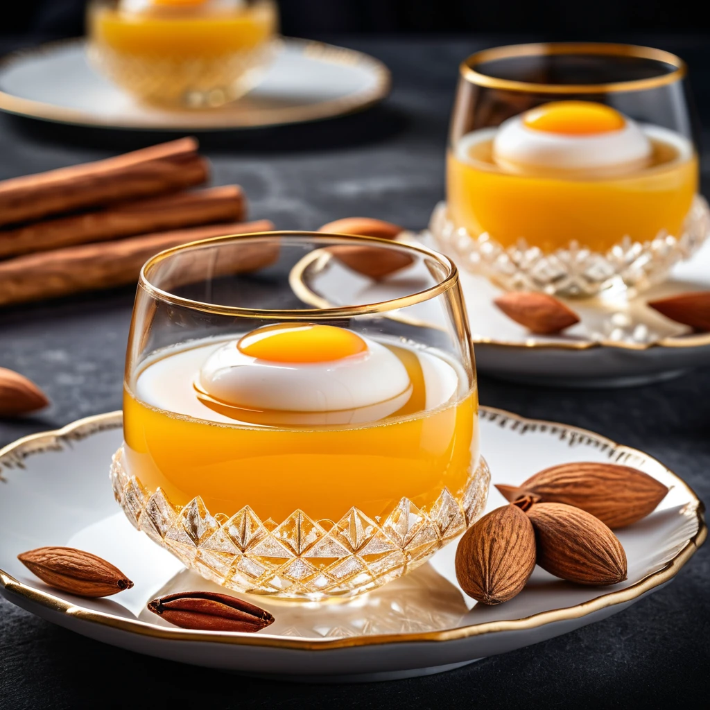 Canarian almond dessert in crystal glass with cinnamon garnish