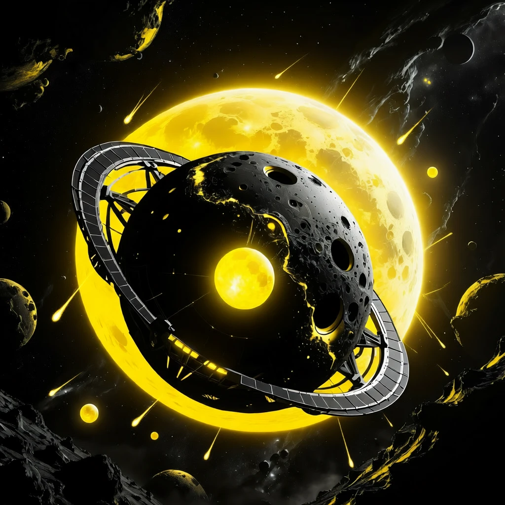 Vast yellow cosmic spheres in a dark metaverse void