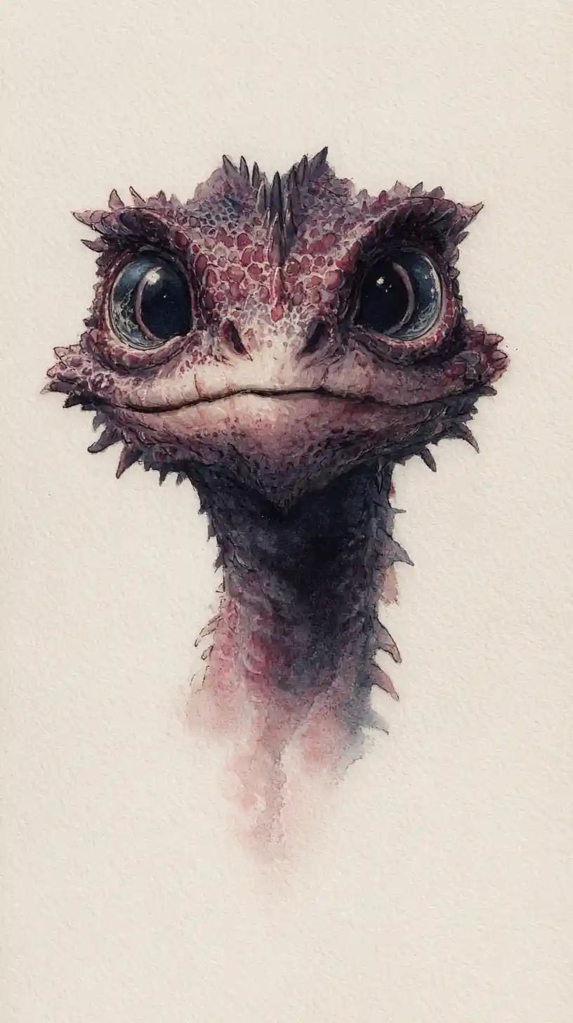 Whimsical Watercolor Of A Tiny Smiling Santa Creature