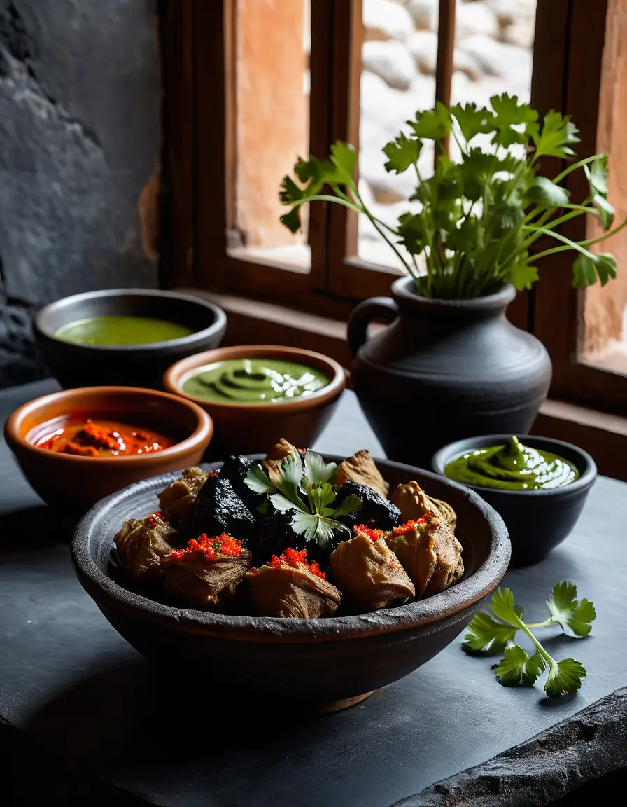 Patate rugose delle Canarie con salse mojo rossa e verde