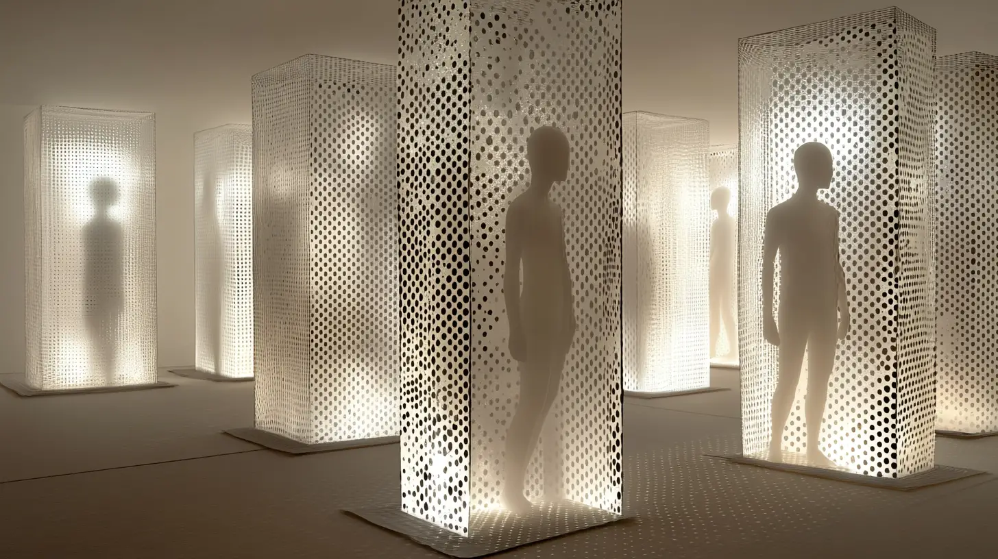 Isolated polka dot chambers divided into silent abstract sections