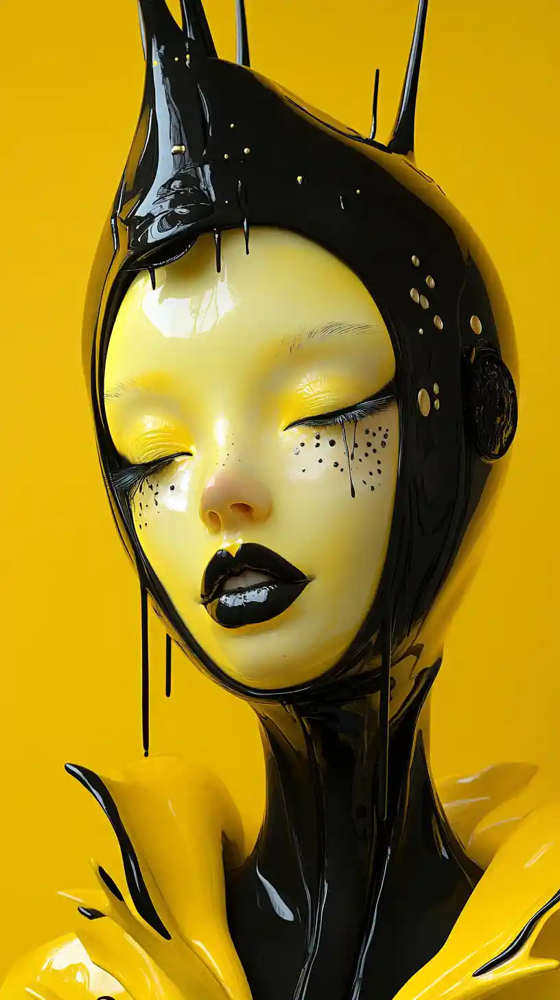 Verspielte Cartoonfigur im glänzenden surrealen Illustrationsstil