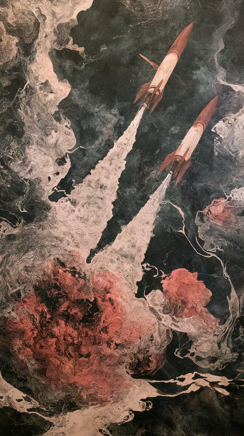 Múltiples cohetes surcando el oscuro espacio exterior