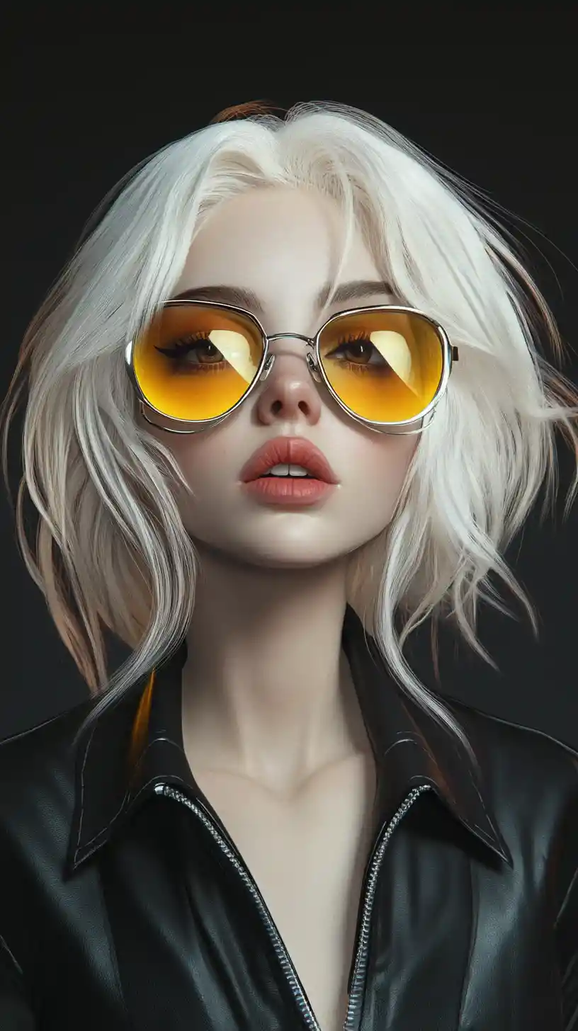 Stylish blonde woman in sunglasses close up portrait