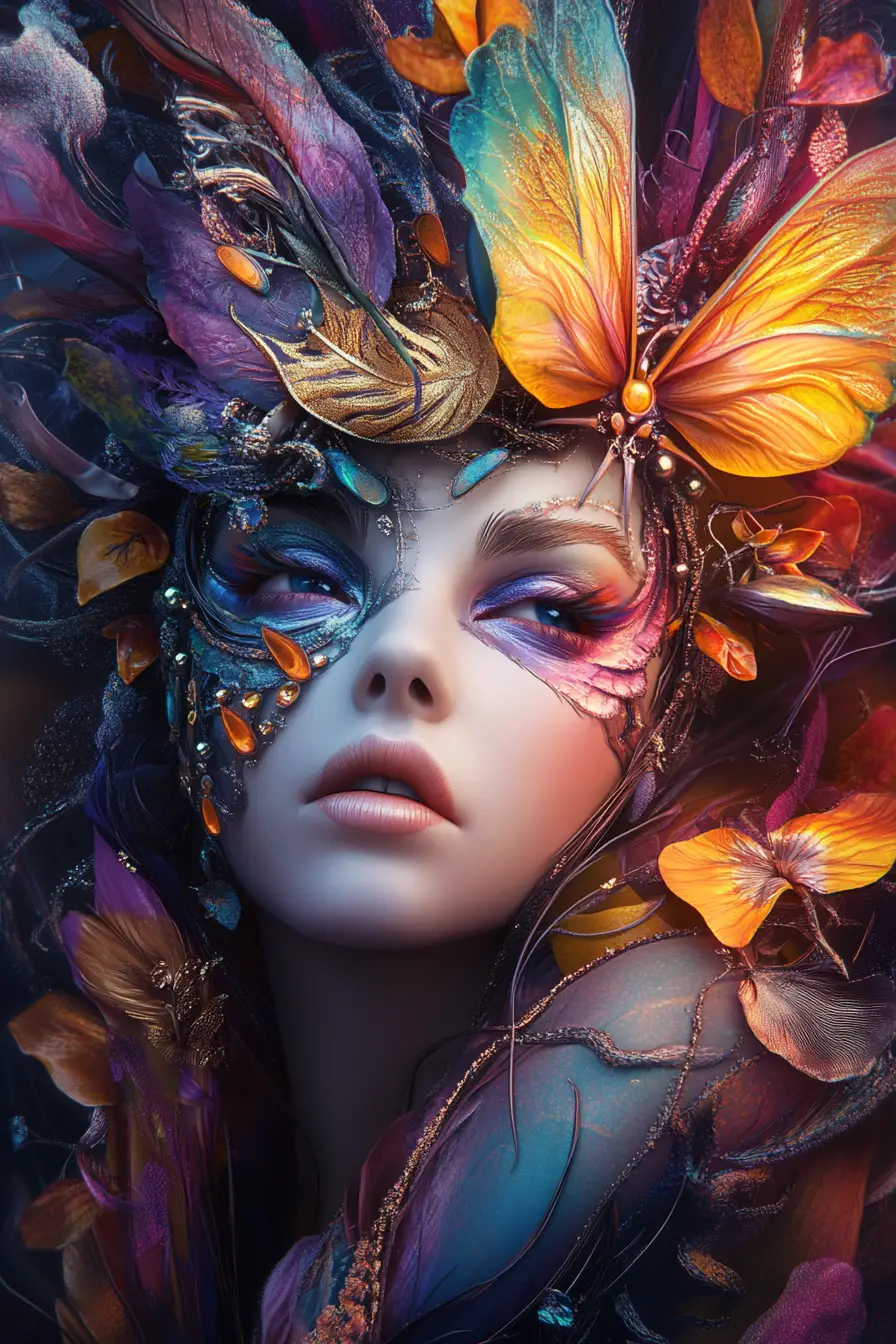 Mystical enchantress stepping into a vivid fantasy realm